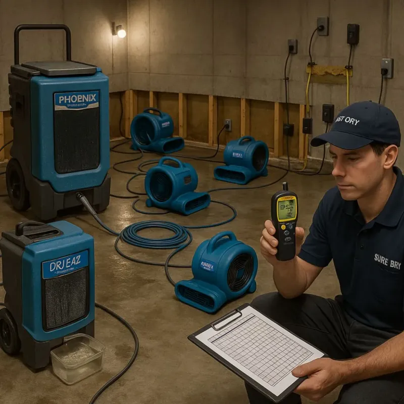 Structural Drying and Dehumidification process in Murfreesboro, NC